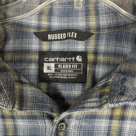 Carhartt Shirt Mens XL Rugged Flex Relaxed Fit Long Sleeve Blue Plaid - Picture 4 of 9